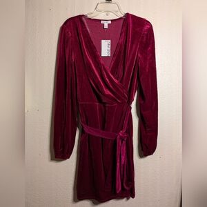 Nime West Pink Velvet Wrap Dress Long Sleeve Nwt Size Xl